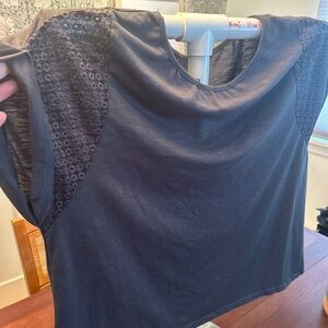 Elegant Grey Lace Sleeve Women's Top
